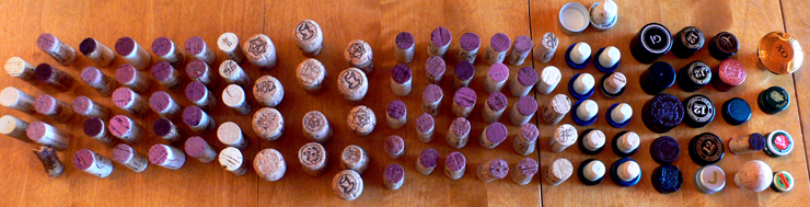 Cumulation of corks and bottle caps. 30-40 days spent in Whistler too.