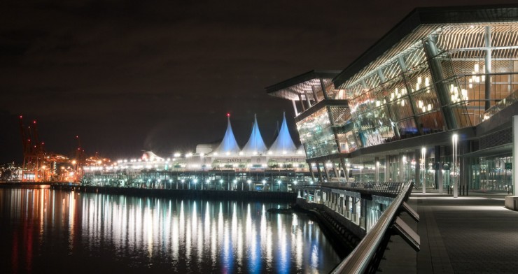 Another night shot of the Vancouver Convention Center